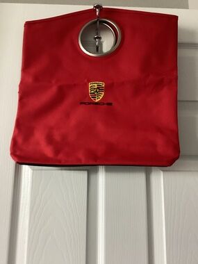 Porsche Red Tote Bag with Metal Ring Handle